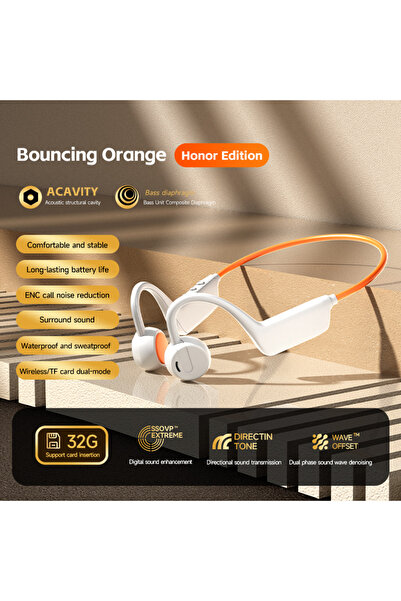 Choice1 White Orange Wireless sports open-ear air conduction headphones X1 Pr...