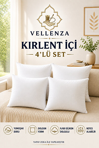 Vellenza 4 Adet Kırlent İçi Silikon Elyaf Dolgulu Dekoratif İç Yastık Dolgun ...