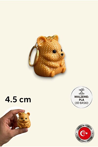 3D Baskı Hamster Anahtarlık 4.5cm | Örgü Dokulu PLA Malzeme | 3 Renk | Hediyelik Aksesuar Çanta Süsü