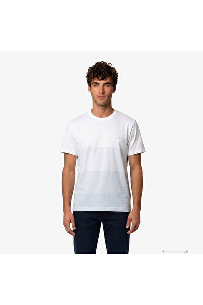 Lacoste Erkek Regular Fit Bisiklet Yaka Renk Bloklu Beyaz T-Shirt