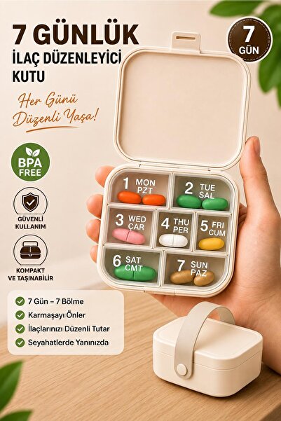 Kitchen Beauty Taşınabilir İlaç Kutusu Bölmeli Büyük İlaç Kutusu 7 gün Hap Sa...