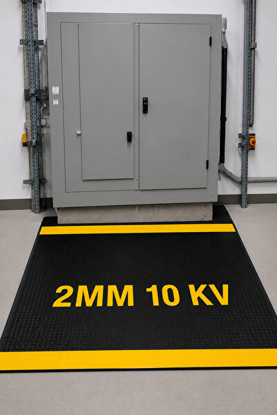 HOBBYHANE İzole Halı , 2mm Kalınlık 10 KV Sarı Şeritli Ölçü Seçenekli Yalıtka...