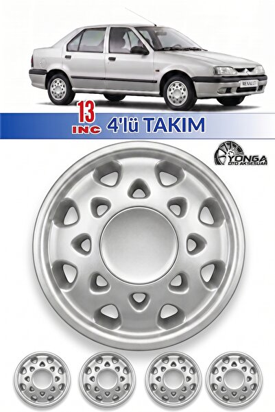 YONGA OTO AKSESUAR RENAULT R9 EUROPA 13 İnç Jant Kapağı 4'lü Set Gümüş + 4 Am...