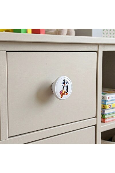 EYM Children's Room Furniture Handle Single Button Diameter 55 mm Penguin