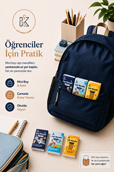 Kitchera Home Karışık Desenli Mini Kağıt Cep Mendili Çocuk Okul Çantası İçin ...