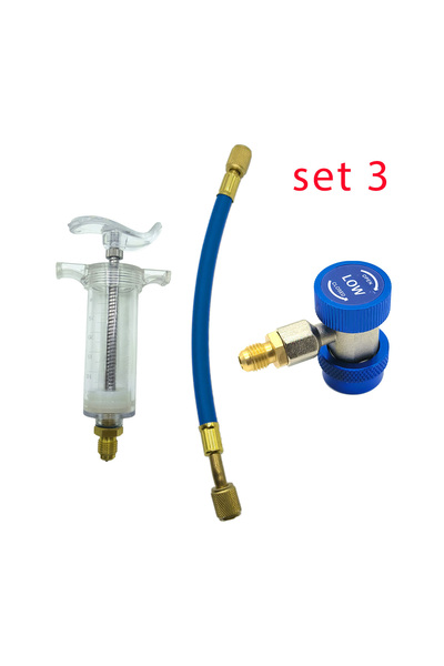 Choice SET 3 Car A/C Oil/Dye Injector 30Ml 1Oz with Low Side Quick Coupler Ad...