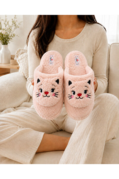 ZARICH Catty Powder Plush Cat Figured Closed-Toe Non-Slip Winter Warm Comfort...