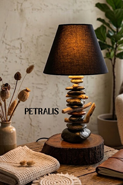 Nart Handicraft Rustik Taş Abajur | Masaüstü Aydınlatma | Petralis