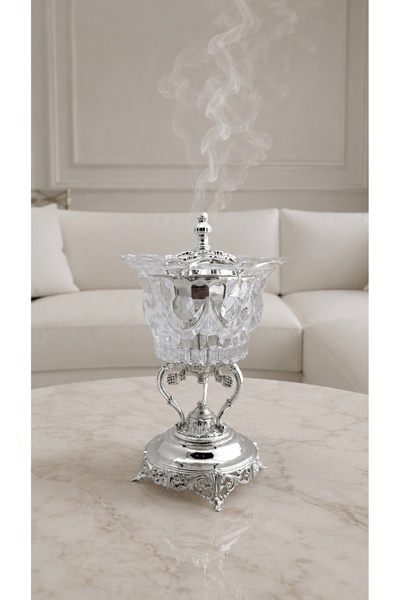 ALMASA مبخرة فضي كرستال فاخرة MA-S10823