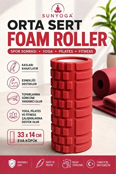 SUNYOGA Foam Roller Massage Roller Medium Hard – Post-Workout Muscle Relaxant...