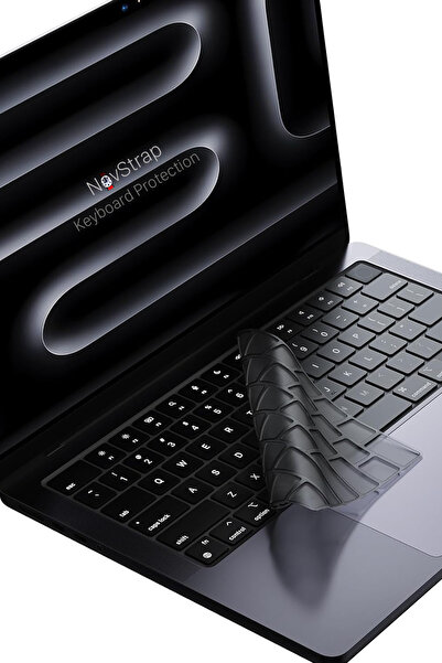 NovStrap MacBook Pro 14 İnç M3 A3401 A3185 A3112 ile Uyumlu Türkçe Q Gri Füme...