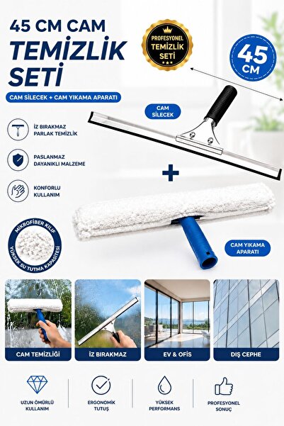 Ceyhanlar Camsil Cleaning Apparatus Squeegee Metal 45cm+ Microfiber Plush and...