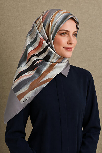 Aker Gray Mixed Pattern Tivil Silk Scarf 8808713-912