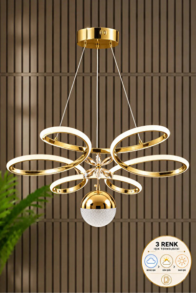 Luna Lighting Papatya Model Gold Kaplama 3 Renk Metal Salon Mutfak Oturma Yat...