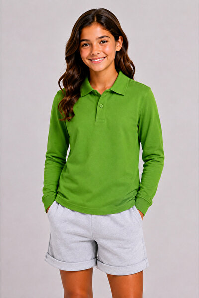 BAGİSTA BUTİK Unisex Cotton Plain Woven Polo Collar School T-Shirt