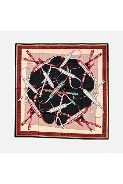 Aker Black Mixed Pattern Sura Silk Scarf 31213