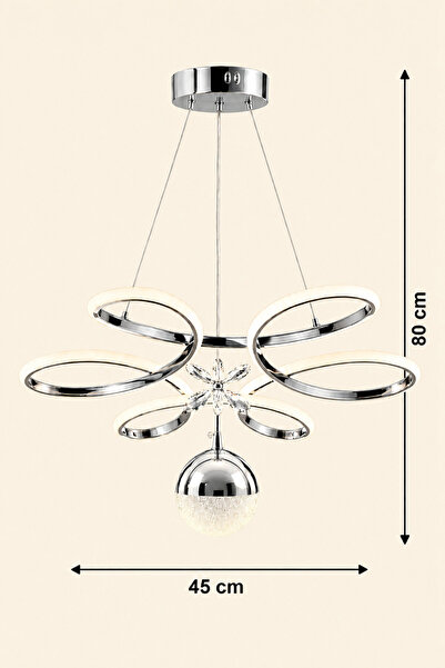 Luna Lighting Papatya Model Krom Kaplama 3 Renk Metal Salon Mutfak Oturma Yatak Odası Modern Led Sarkıt Avize