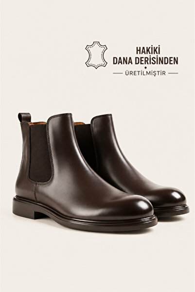 VARNAS Men's brown genuine leather chelsea boots - magenda
