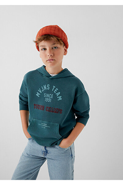 Mavi Kapüşonlu Yeşil Sweatshirt 6S10184-71932