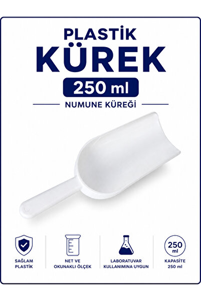 Labolist Plastik Kürek Beyaz - 250ml - Dibi Düz - Numune Küreği