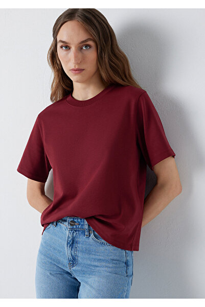 Mavi Burgundy Basic Interlock T-Shirt Loose Fit / Comfortable Loose Cut 16138...