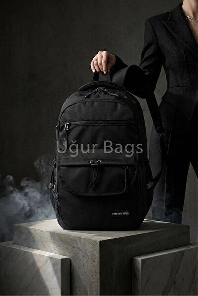 Generic Brand Black Drawstring Pocket Detailed Waterproof Multi-Compartment B...