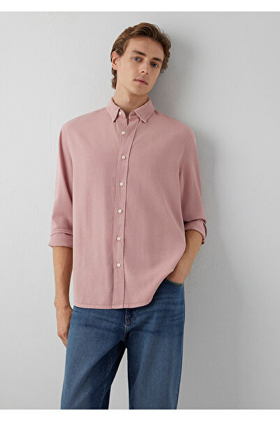 Mavi Keten (Tencel TM) Lyocell Karışımlı Pembe Gömlek Regular Fit / Normal Ke...
