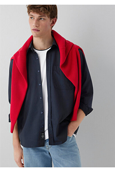 Mavi Lacivert Gömlek Loose Fit / Bol Rahat Kesim 0212126-91564
