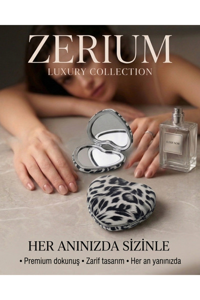 ZERİUM Katlanabilir Mini Kadın Makyaj Aynası Seyahat ve Çanta Tipi Suni Deri ...