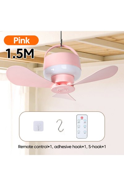 choice2 Pink 1.5M Portable With Remote Controlled Small Ceiling Fan Light Hou...