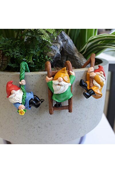 Choice Sz-Gpzr-1811 A Set of Mini Gnome Climbing Statues, Outdoor Fairy Garde...