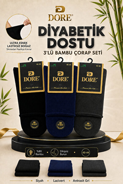 Dore Șosete originale pentru bărbați, 3 perechi, potrivite pentru diabetici -...