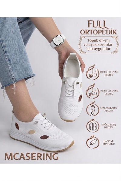 MCASERING Lüx Ortopedik Tabanlı Günlük Spor Kadın Babet Sneaker Ayakkabısı özel numara 41 -42
