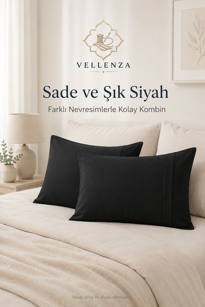 Vellenza 2-Pack Black Cover Pillowcase Economical, with Cover