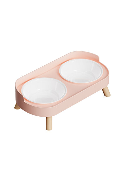 Choice5 PinkPlastic Plastic/Stainless Steel Dog Feeder Bowl Double Pet Food W...