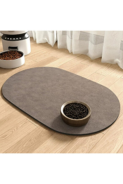 choice2 30x40cm Khaki Oval Pet Feeding Mat Absorbent Pet Placemat for Cats Do...