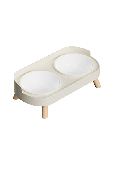 Choice4 WhitePlastic Plastic/Stainless Steel Dog Feeder Bowl Double Pet Food ...