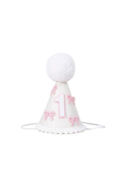 Choice Pink Pink Bow 1st Birthday Hat Handmade Party Decoration Cone Hat Firs...