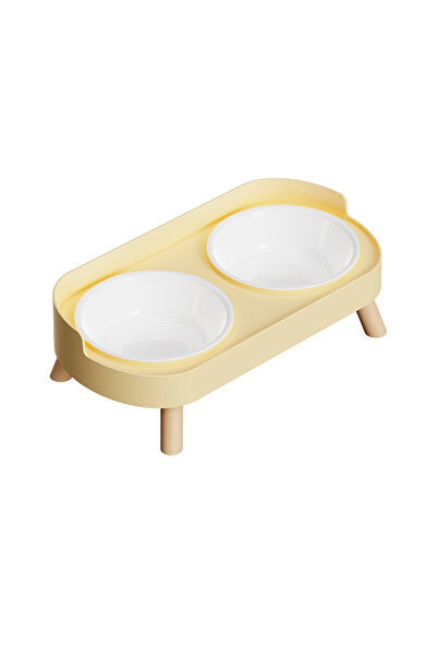 Choice6 YellowPlastic Plastic/Stainless Steel Dog Feeder Bowl Double Pet Food...