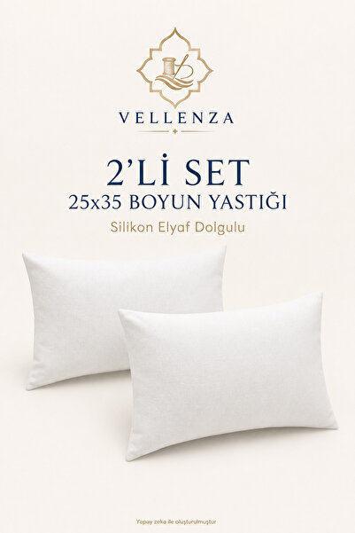 Vellenza 2'li 25x35 Boyun Yastığı %100 Saf Silikon Elyaf Dolgulu Yumuşak Mini...