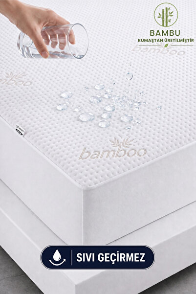 Adelya Premium Bambu Su Sıvı Geçirmez Fitted Alez | Doğal Bambu Ultra Lüks Yatak Koruyucu Sessiz Alez