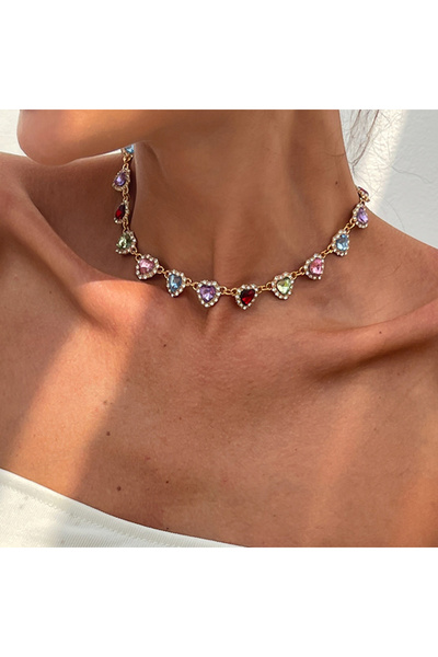 Choice Gold Color Ingemark Luxury Love Heart Rhinestone Chain Necklace for Wo...