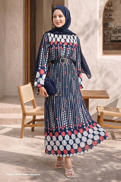 InStyle Vena Polka Dot Chiffon Dress - Fuchsia
