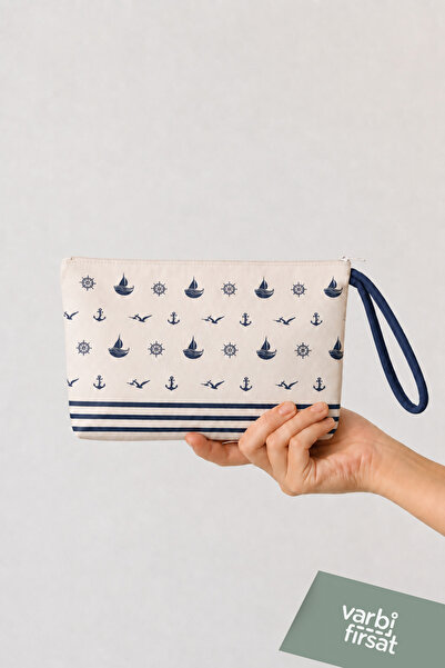 Varbifırsat Patterned Zippered Clutch Bag with Wrist Strap Daily Hand and Mak...