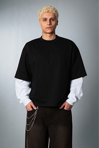 Crupt Studio Tricou pentru bărbați Waffle Core cu mânecă lungă și croială scurtă