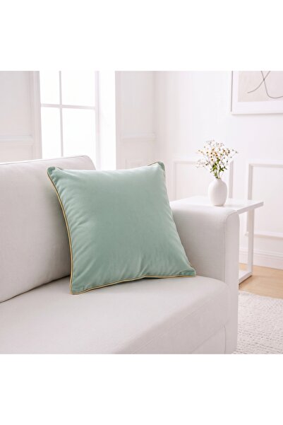 Bc Home غطاء وسادة أخضر نعناعي، حواف ذهبية اللون، ملمس ناعم، قطعة واحدة