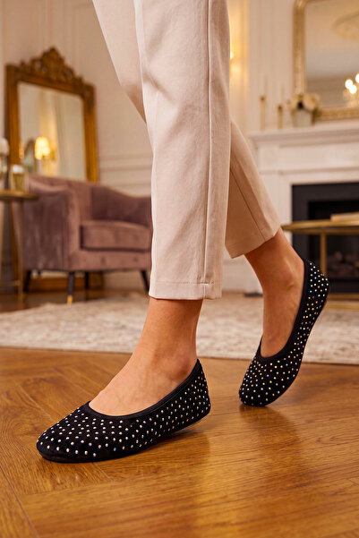 CEYDA SHOES Fancy Velvet House, Hajj, Umrah Ballet, Daily Ballet, Feathered B...