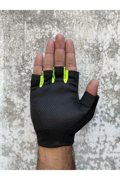 MOTOKIT Revertech Aura Black - Neon / Half Finger - Motorcycle Gloves with Anti-Slip Palm Feature (Men's)