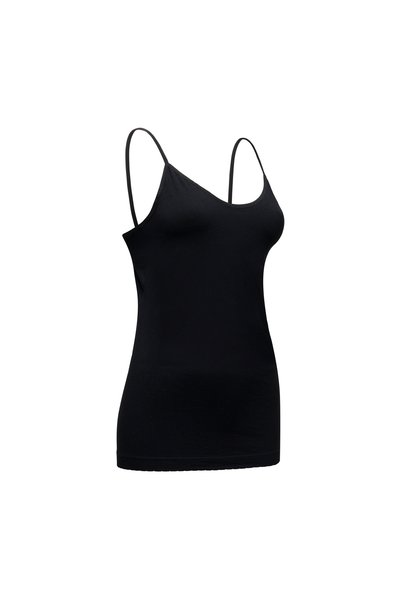 SONNORS Women's Modal Black Undershirt with Thin Straps, Seamless, Breathable, Anti-Sweat, Flexible and Soft Fabric