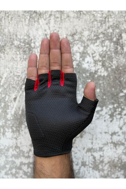 MOTOKIT Revertech Aura Red / Half Finger - Motorcycle Gloves with Anti-Slip Palm Feature (Men's)